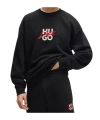 Hugo Boss Dlogonty Cotton Logo Embroidered Relaxed Fit Sweatshirt In Black