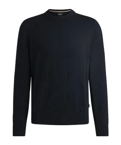 Hugo Boss Long-sleeved Sweater In Blue