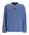 Hugo Boss Cotton-terry Regular-fit Sweatshirt With Logo Label In Blue