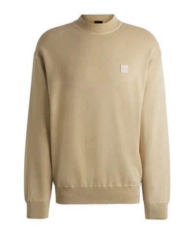 Hugo Boss Long-sleeved Sweater In Brown