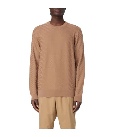 Hugo Boss Long-sleeved Sweater In Brown