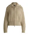 Hugo Boss Structured Cardigan In Mercerized Cotton And Wool In Nude