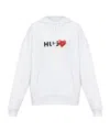 Hugo Boss Heart-print Cotton Hoodie In White