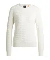 Hugo Boss Cotton Sweater With Mixed Structures In White