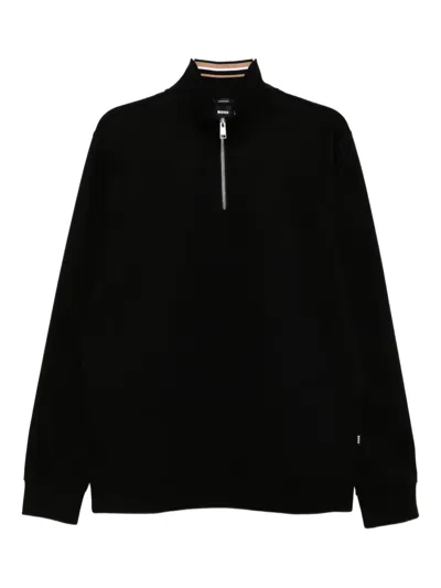Hugo Boss Long-sleeved Sweatshirt In Black