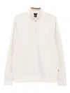 Hugo Boss Boss Stimmann Half-zip Cotton-blend Sweatshirt In Neutral