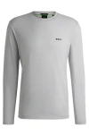 Hugo Boss Long-sleeved T-shirt In Stretch Cotton With Contrast Logo In White