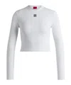 Hugo Boss Cotton-blend Slim-fit Top With Stacked Logo In White