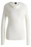 Hugo Boss Long-sleeved Top In Stretch Crepe With Cowl Neckline In White