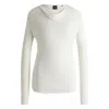 Hugo Boss Long-sleeved Top In Stretch Crepe With Cowl Neckline In White