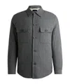 Hugo Boss Boss Brushed Flannel Overshirt With Quilted Interior In Black
