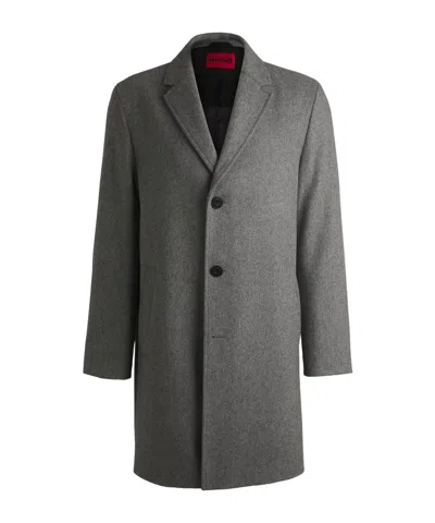 Hugo Boss Long-sleeved Wool Coat In Black