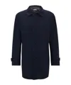 Hugo Boss Waterproof Coat Blended With Wool In Black