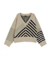 Hugo Boss Block-stripe Sweater In Wool And Cashmere In Neutral