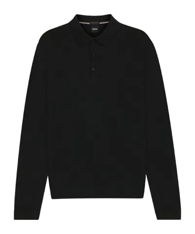 Hugo Boss Long-sleeve Polo In Black