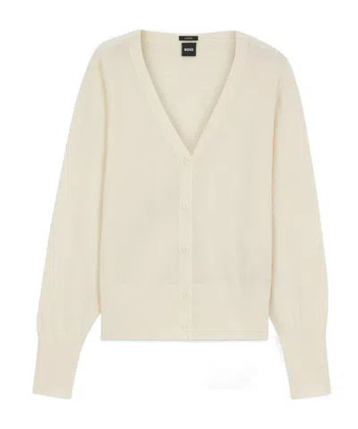 Hugo Boss Long-sleeved Cardigan In Neutral