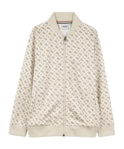 Hugo Boss Long-sleeved Knitted Cardigan In Neutral