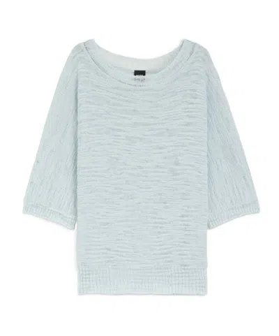 Hugo Boss Fine-knit Three-quarter Sleeve Sweater In Blue