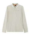 Hugo Boss Beige Solid Shirt Collar Polo In Gray
