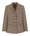 Hugo Boss Structured Brown Double-breasted Blazer With Notched Lapel In Brown