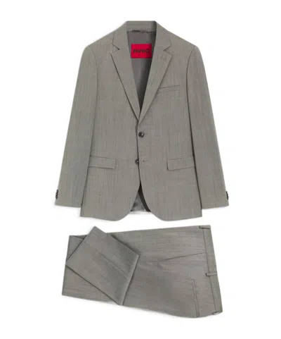 Hugo Boss Long-sleeved Wool Blend Suit In Gray