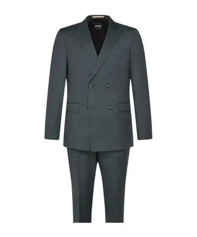 Hugo Boss Long-sleeved Wool Suit Set In Blue