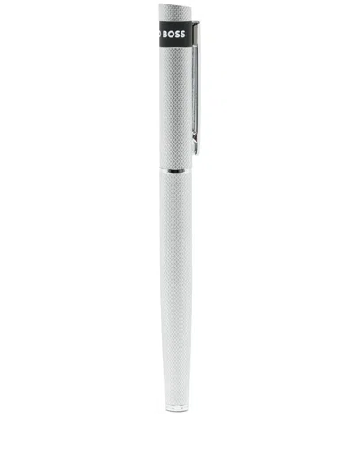 Hugo Boss Loop Diamond Rollerball Pen In Silver