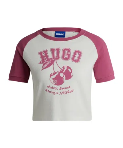 Hugo Boss Loose Cropped Tshirt In Multi
