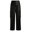 Hugo Boss Loose-fit Cargo Trousers In Faux Leather In Black