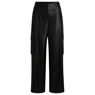 HUGO BOSS LOOSE-FIT CARGO TROUSERS IN FAUX LEATHER