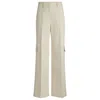 Hugo Boss Loose-fit Cargo Trousers In Stretch-cotton Twill In White