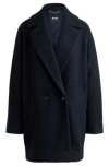 Hugo Boss Boss Double-breasted Wool Coat In Dark Blue