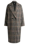 Hugo Boss Loose-fit Double-breasted Coat In Glen-check Tweed In Patterned