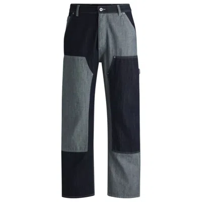 Hugo Boss Loose-fit Jeans In Mixed Denims In Blue