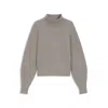 Hugo Boss Womens Light Beige Roll-neck Relaxed-fit Wool And Cashmere-blend Jumper Xs In Gray