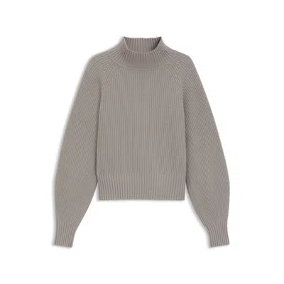 Hugo Boss Womens Light Beige Roll-neck Relaxed-fit Wool And Cashmere-blend Jumper Xs In Gray
