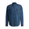Hugo Boss Loose-fit Shirt In Blue Cotton Denim In Blue