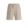 Hugo Boss Loose-fit Shorts In Waffle-structured Cotton In White
