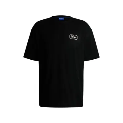 Hugo Boss Loose-fit T-shirt In Cotton With Racing Artwork In Black
