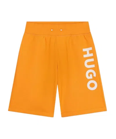 Hugo Boss Kids' Logo-print Elasticated-waist Shorts In Orange