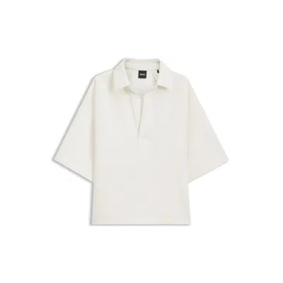 Hugo Boss Loose-fit Polo Sweatshirt In Scuba Jersey In White