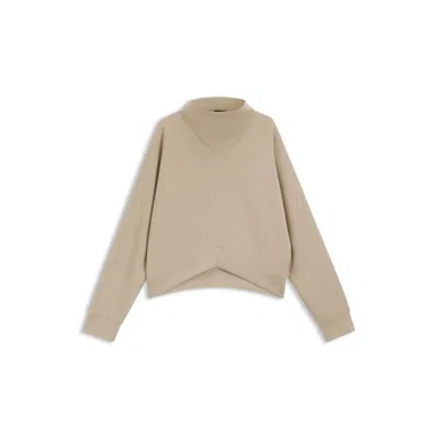 Hugo Boss Loose-fit Sweatshirt With Draped Funnel Neck In Brown