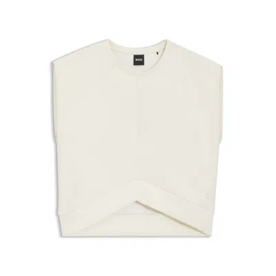 Hugo Boss Loose-fit Sweatshirt With V-cut Hemline In White