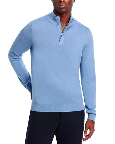 Hugo Boss Lorman Quarter Zip Sweater In Open Blue