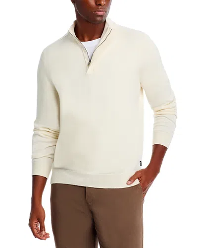 Hugo Boss Lorman Quarter Zip Sweater In Open White