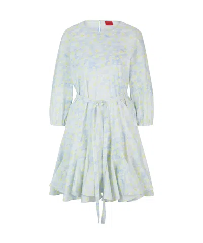 Hugo Boss Lotus Leaf Edge Dress In White
