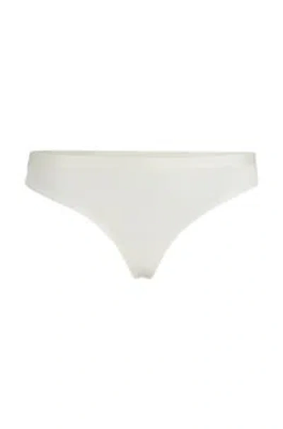 Hugo Boss Low-rise Thong In Stretch Jersey With Logo Waistband In White