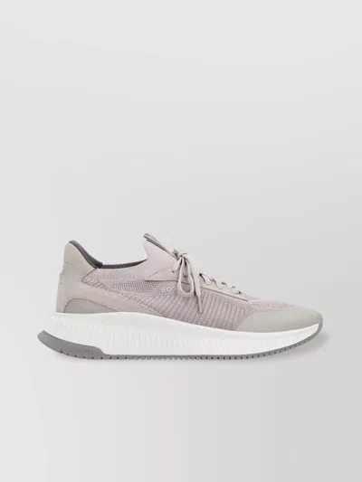 Hugo Boss Low-top Sneakers In Recycled Fabric In Gray