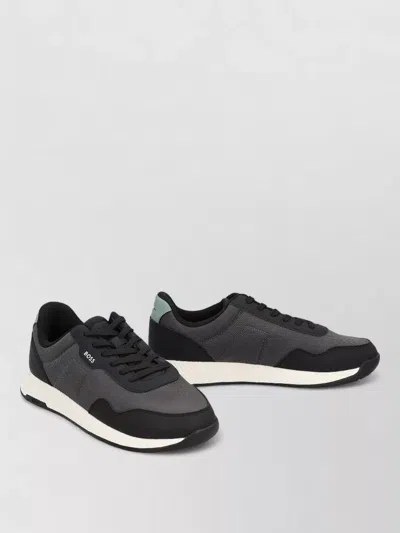 Hugo Boss Low Top Sneakers Titanium Design In Black