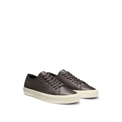Hugo Boss Low-top Trainers In Grained Faux Leather In Brown